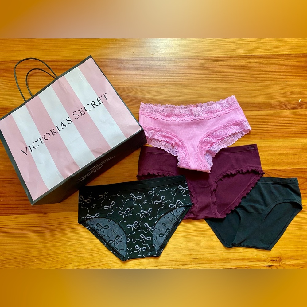 Victoria's Secret PINK Panties Set - Pink, 2 Black, and Maroon NWOT